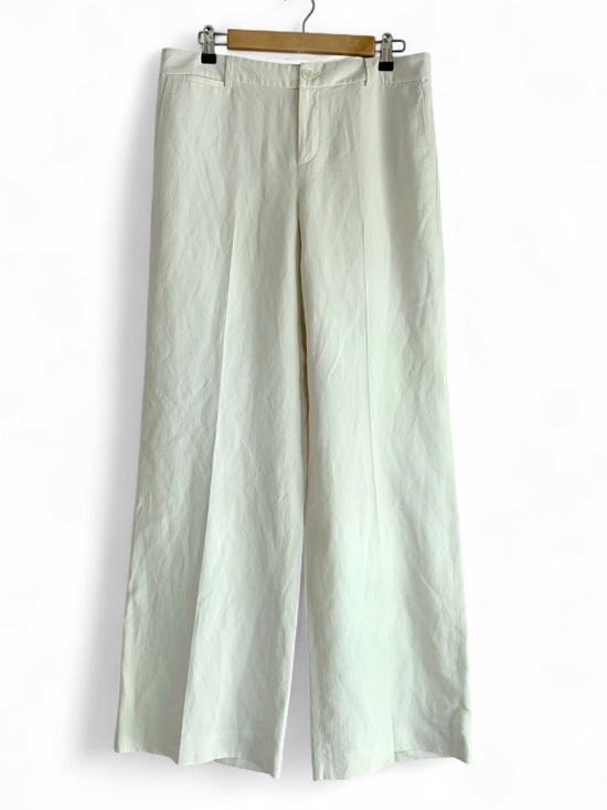 Lauren Ralph Lauren Pants - Lauren Ralph Lauren Women's Andover Ivory Silk Linen Wide Leg Trousers Size 10